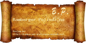 Bamberger Polixéna névjegykártya